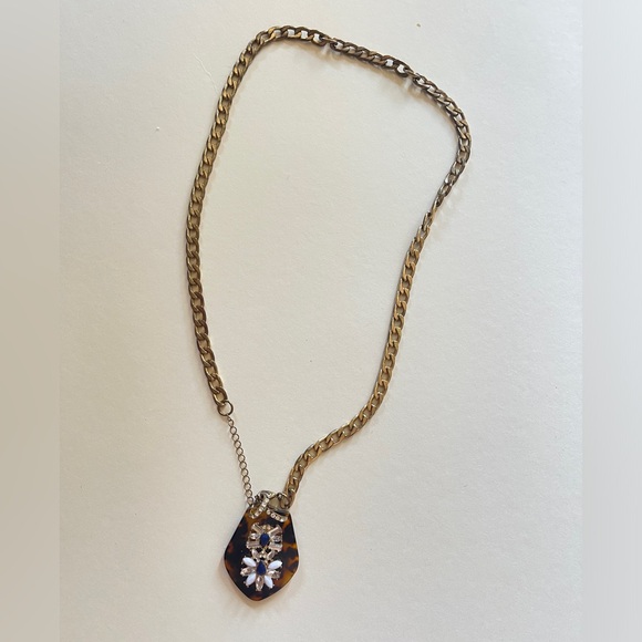 Sam Edelman Cheetah crystal pendant gold necklace - Picture 1 of 7